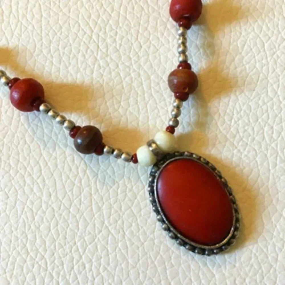 VTG 90s Artisan Victorian Witch Necklace - Wood & Metal Gothic Pendant - Picture 6 of 11